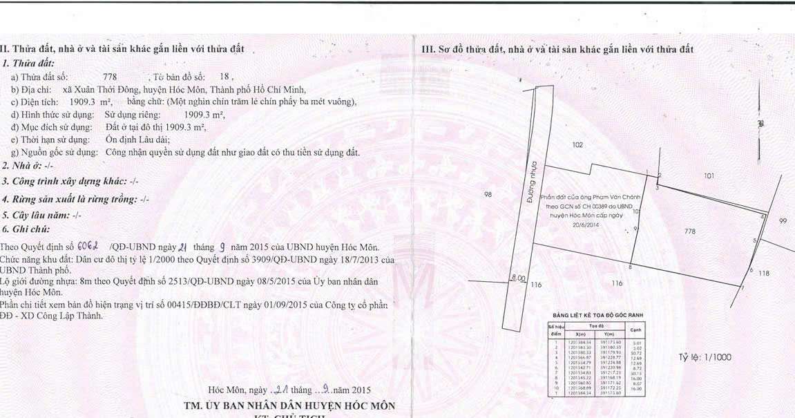 Bán nhà đất 3.600m² Võ Thị Hồi – Hóc Môn | Hẻm 8m – Mặt hậu 31m