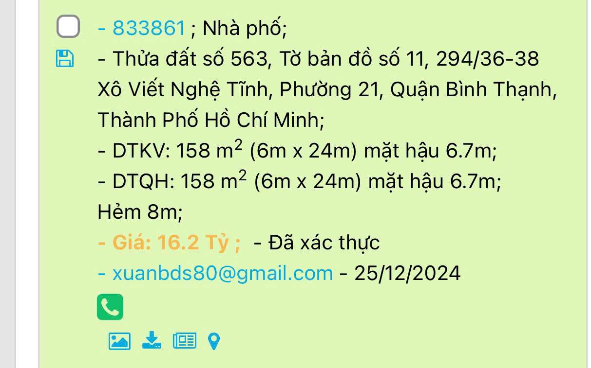 Bán Nhà Phố Mặt Tiền Hẻm 8m, Xô Viết Nghệ Tĩnh, Phường 21, Quận Bình Thạnh, TP. Hồ Chí Minh