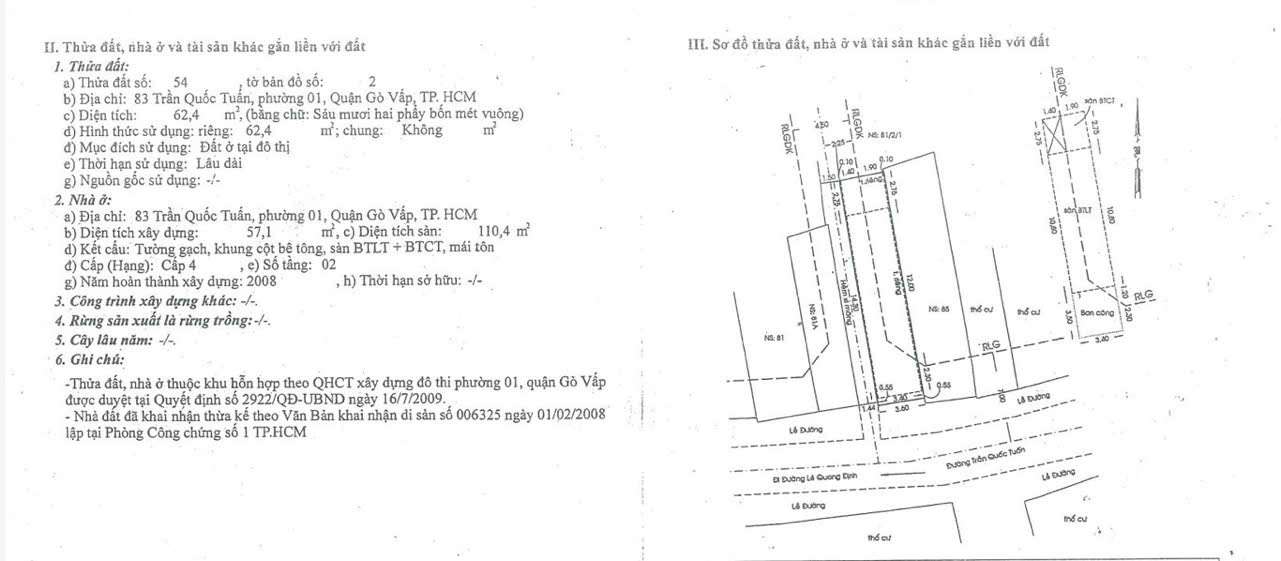 Nhà phố 3 tầng 62m² mặt tiền Trần Quốc Tuấn Phường 1 Gò Vấp giá 6.1 Tỷ