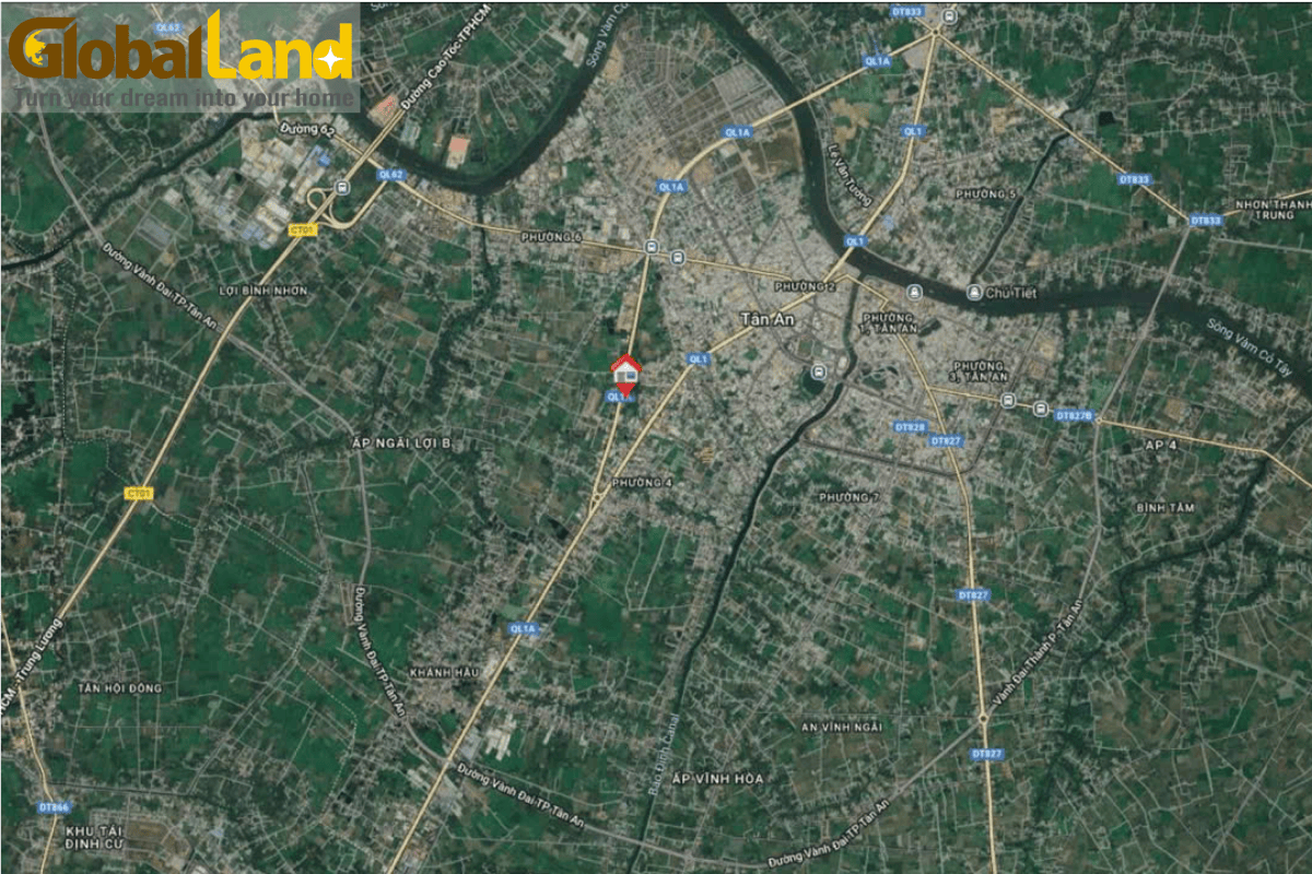 Nhà phố 5.834m² mặt tiền Quốc lộ 1A Phường 4 Tân An Long An giá 43 Tỷ