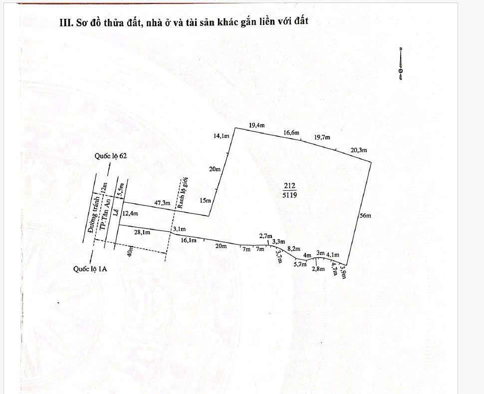 Nhà phố 5.834m² mặt tiền Quốc lộ 1A Phường 4 Tân An Long An giá 43 Tỷ